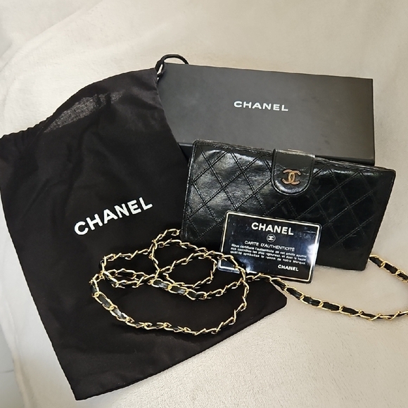 CHANEL Handbags - Authentic CHANEL Black Quilted crossbody with Gold Accents